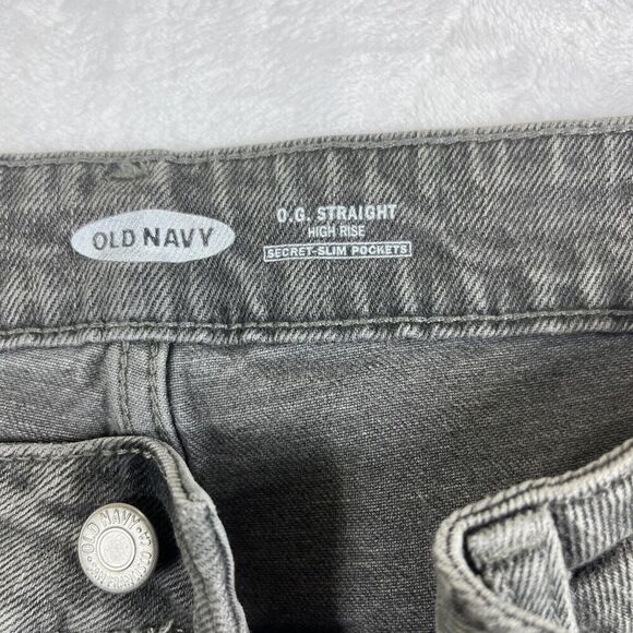 Old Navy O.G. Straight Jeans Button Fly High Rise Distressed Gray Size 16 - Picture 7 of 8